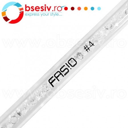 Pensula Gel Unghii, Nr.#4, Maner Transparent cu Cristale, Brand Fasio, Pensule Profesionale Gel Manichiura