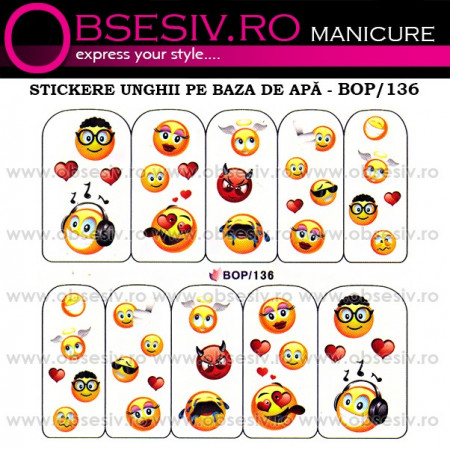 Abţibilde pe Bază de Apă (4 seturi) BOP/136 - BOP/139 (Abtibilduri Unghii - Tatuaje Unghii - Nail Stickere - Water Nail Art)