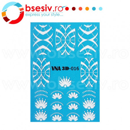 Abtibilduri Unghii pe Baza de Apa cu Efect 3D, Model 'Flower Geometry', Cod VNA 3D-016, Abtibilde Unghii 3D