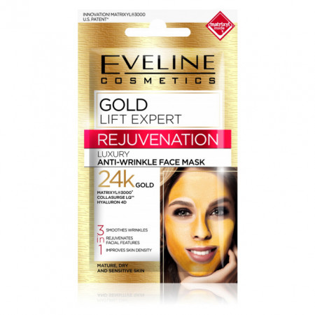 Masca de Fata cu Efect de Intinerire 24K Gold Lift Expert Anti-Wrinkle Eveline Cosmetics