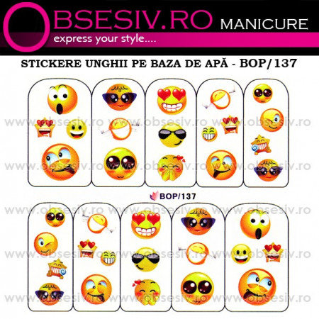 Abţibilde pe Bază de Apă (4 seturi) BOP/136 - BOP/139 (Abtibilduri Unghii - Tatuaje Unghii - Nail Stickere - Water Nail Art)
