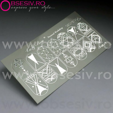 Abtibilduri Unghii pe Bază de Apă, Model GEOMETRIC FORMS, Cod Foil-1 Silver, Accesorii Manichiura Nail Art