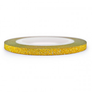 Banda Adeziva Decor Unghii cu Sclipici Auriu Latime 3mm