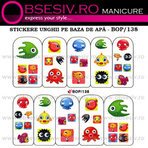 Abţibilde pe Bază de Apă (4 seturi) BOP/136 - BOP/139 (Abtibilduri Unghii - Tatuaje Unghii - Nail Stickere - Water Nail Art)
