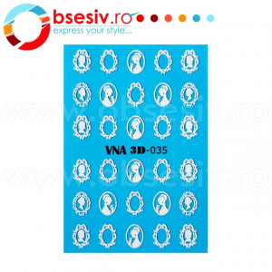 Abtibilduri Unghii pe Baza de Apa cu Efect 3D, Model 'Princess Mirror', Cod VNA 3D-035, Abtibilde Unghii 3D