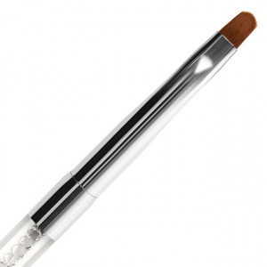 Pensula Rotunda Gel, Nr #8 Fasio, Maner Transparent cu Cristale