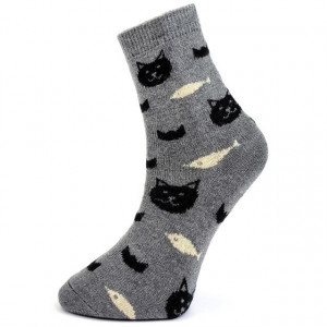 Sosete Calduroase din Lana Model 'Kitty Wool Winter' Culoare Gri