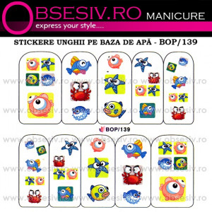 Abţibilde pe Bază de Apă (4 seturi) BOP/136 - BOP/139 (Abtibilduri Unghii - Tatuaje Unghii - Nail Stickere - Water Nail Art)
