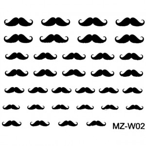 Abtibilde Unghii Mustati Negre, MZ-W02 (Abtibilduri Unghii - Tatuaje Unghii - Nail Stickere)