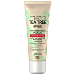 Fond de Ten cu Protectie Antibacteriana Vegan 100% Pure Tea Tree Oil Eveline Cosmetics 05 Beige