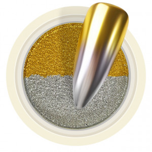 Pigment Pudra Chrome Dual Color, Culori Argintiu Auriu