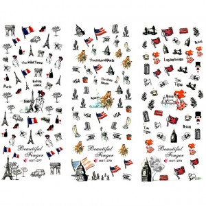 Stickere Unghii pe Baza de Apa, 3 Seturi, HOT 277 - HOT 279