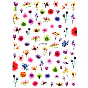 Abtibilde Unghii Culoare Multicolor Model 'Land of Flowers' No. Z-D3961
