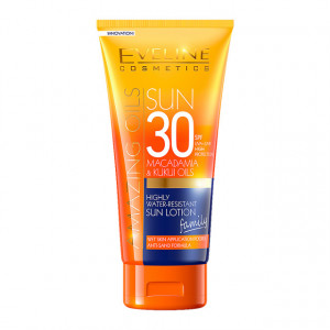 Lapte de Plaja cu SPF30 Anti-Nisip Rezistent la Apa cu Macadamia Eveline Cosmetics