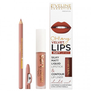 Luciu Mat si Contur Buze Eveline Cosmetics OH My Velvet Lips Matt No 11 Cookie Milkshake