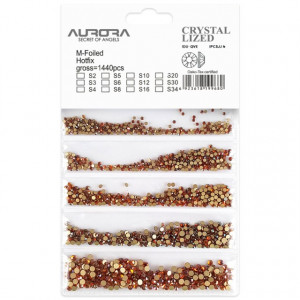 Pietricele Unghii Tip Swarovski, 5 Marimi, 1440 buc, Ruginiu