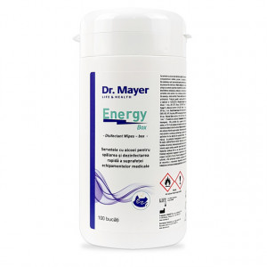 Servetele Dezinfectante Suprafete cu Alcool Dr. Mayer Energy Box, Cutie 100 Buc.