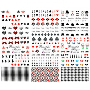 Stickere Unghii pe Baza de Apa, 3 Seturi, HOT 187 - HOT 188