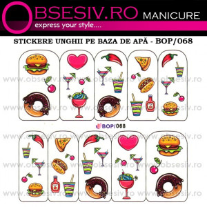 Abţibilde pe Bază de Apă (4 seturi) BOP/068 - BOP/071 (Abtibilduri Unghii - Tatuaje Unghii - Nail Stickere - Water Nail Art)