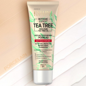 Fond de Ten cu Protectie Antibacteriana Vegan 100% Pure Tea Tree Oil Eveline Cosmetics 01 Porcelain