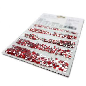 Pietricele Unghii Tip Swarovski, 5 Marimi, 1440 buc, Rosu