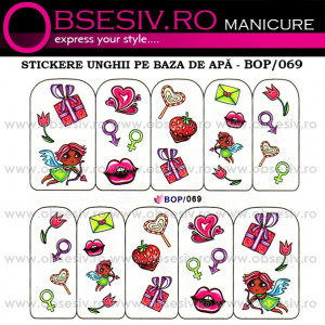Abţibilde pe Bază de Apă (4 seturi) BOP/068 - BOP/071 (Abtibilduri Unghii - Tatuaje Unghii - Nail Stickere - Water Nail Art)