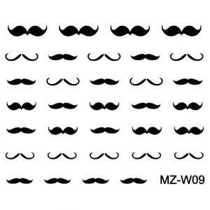 Abtibilde Unghii Mustati Negre, MZ-W09 (Abtibilduri Unghii - Tatuaje Unghii - Nail Stickere)