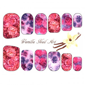 Abtibilduri Unghii pe Baza de Apa, Model 'Beautiful Peonies', Cod A-501, Abtibilde Unghii Calitate Superioara