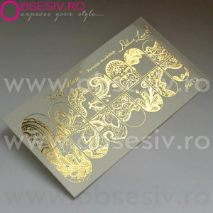 Abtibilduri Unghii pe Bază de Apă, Model "ORNAMENTS", Cod Foil-3 Gold, Accesorii Manichiura Nail Art