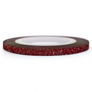 Banda Adeziva Decor Unghii cu Sclipici Visiniu, Latime 3mm