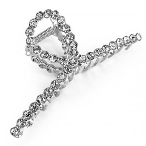 Clema de Par Metalica cu Pietre Diamant Model 'Night Diamond Silver' Culoare Argintiu