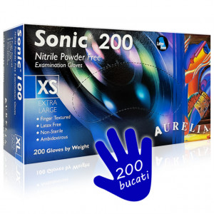 Manusi Examinare din Nitril Nepudrate Aurelia® Sonic® Indigo Cutie 200 Buc.