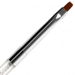 Pensula Dreapta Gel, Nr #4 Fasio, Maner Transparent cu Cristale