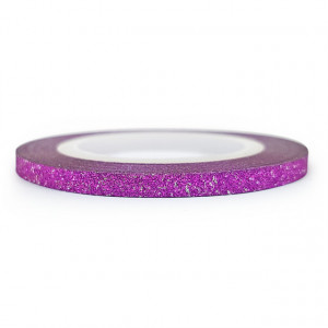 Banda Adeziva Decor Unghii cu Sclipici Fuchsia, Latime 3mm