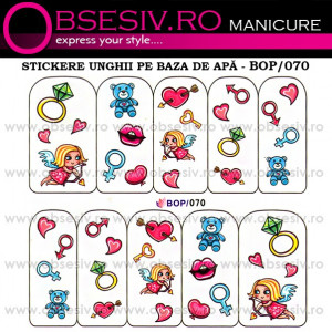 Abţibilde pe Bază de Apă (4 seturi) BOP/068 - BOP/071 (Abtibilduri Unghii - Tatuaje Unghii - Nail Stickere - Water Nail Art)