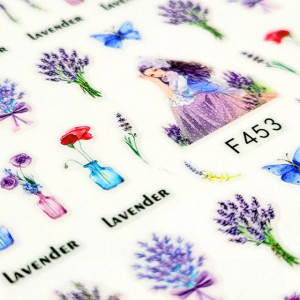 Abtibilde Unghii Culoare Multicolor Model 'Lavander' No. F453
