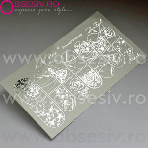Abtibilduri Unghii pe Bază de Apă, Model "BAROQUE FLOWERS", Cod Foil-5 Silver, Accesorii Manichiura Nail Art