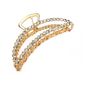 Clema de Par Metalica cu Pietre Diamant Model 'Semicircle Diamond Medium' Culoare Auriu