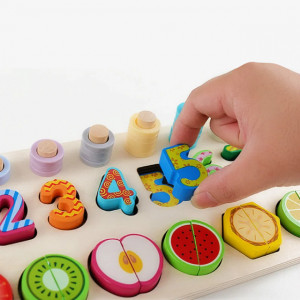 Joc de Inteligenta Logaritmic cu Cifre Multicolore Fructe Feliate Magnetice