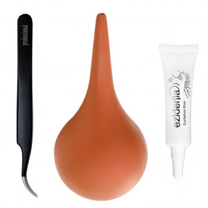 Kit Aplicare Gene False, Penseta Fir cu Fir, Lipici Transparent, Pompita Uscare Lipici