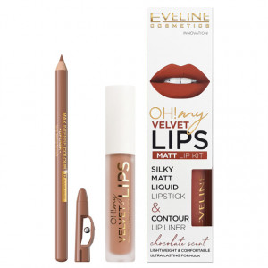 Luciu Mat si Contur Buze Eveline Cosmetics OH My Velvet Lips Matt No 14 Choco Truffle