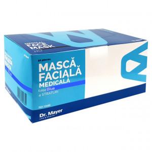 Masti Medicale Protectie cu 4 Straturi Dr. Mayer Blue Edition, Cutie 50 Bucati