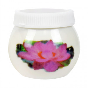 Pahar Acril din Portelan Alb cu Capac, Model Water Lily