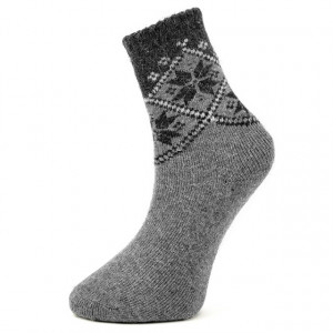 Sosete Calduroase din Blana de Iepure Model 'Cute Winter Decor' Culoare Gri
