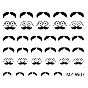 Abtibilde Unghii Mustati Negre, MZ-W07 (Abtibilduri Unghii - Tatuaje Unghii - Nail Stickere)