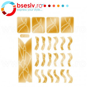 Abtibilduri Unghii, Culoare Auriu Rosiatic, Cod NF402, Abtibilde Profesionale Unghii, Stickere Unghii Auriu