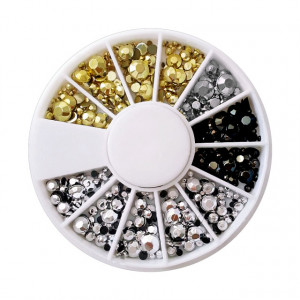 Decor Unghii Tip Tinte Auriu Argintiu Negru, Disc Nail Art