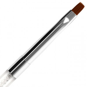 Pensula Dreapta Gel, Nr #6 Fasio, Maner Transparent cu Cristale