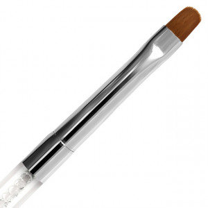 Pensula Dreapta Gel, Nr #8 Fasio, Maner Transparent cu Cristale