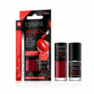 Set Lac Unghii cu Tratament si Top Coat, Magical Gel Eveline Cosmetics, No 04